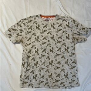 Alexander Julian Cream Short-Sleeve T-Shirt with Olive Leaf Print